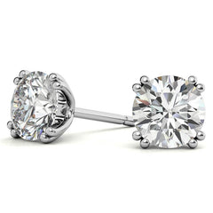 Round Moissanite Vintage Split Prong Stud Earrings