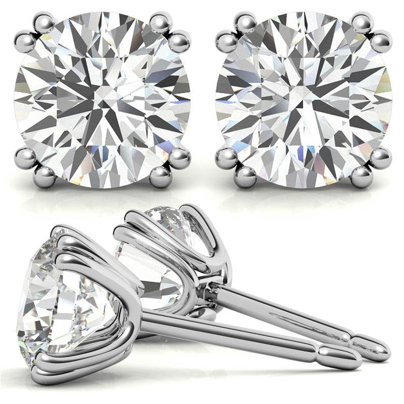 Round Moissanite Vintage Split Prong Stud Earrings