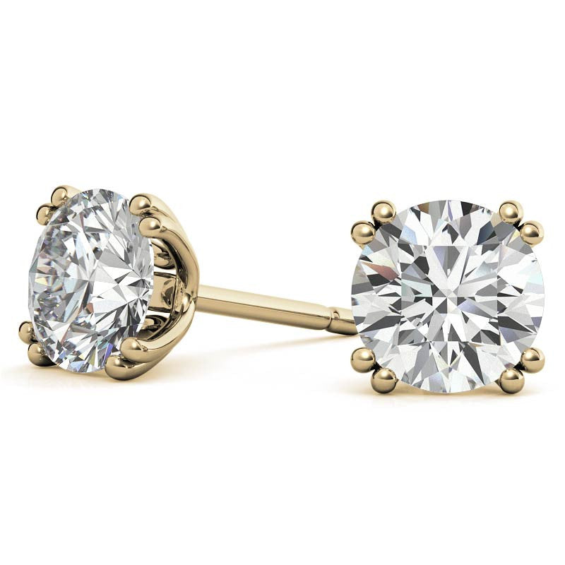 Round Moissanite Vintage Split Prong Stud Earrings