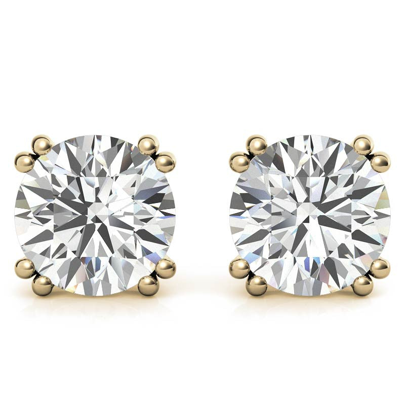 Round Moissanite Vintage Split Prong Stud Earrings