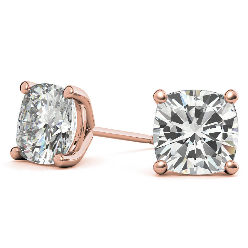 4-Prong Cushion Martini Moissanite Stud Earrings