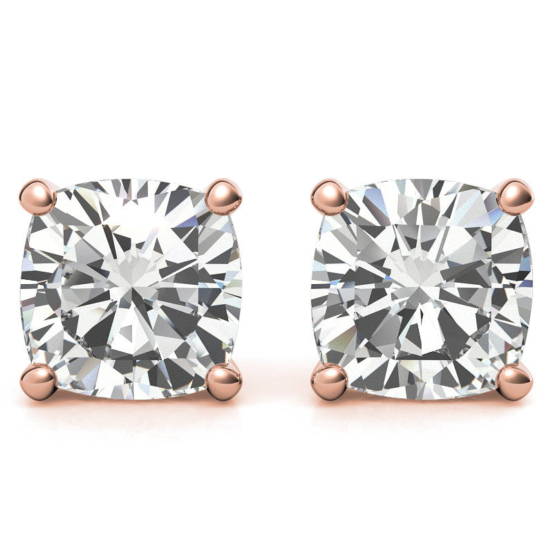 4-Prong Cushion Martini Moissanite Stud Earrings