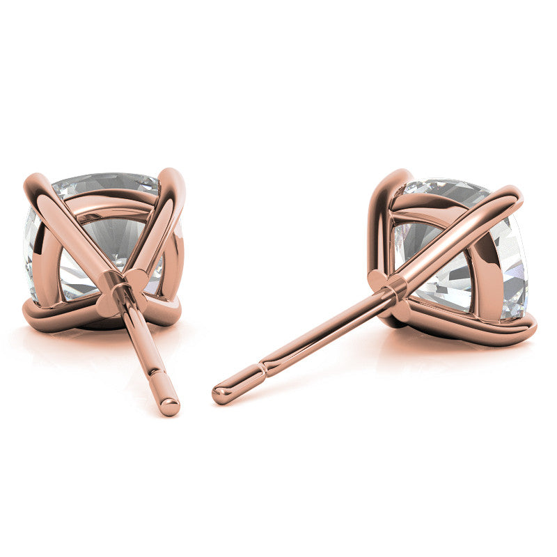 4-Prong Cushion Martini Moissanite Stud Earrings