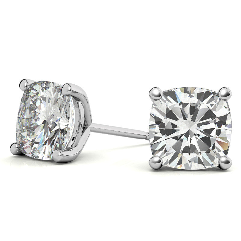 4-Prong Cushion Martini Moissanite Stud Earrings