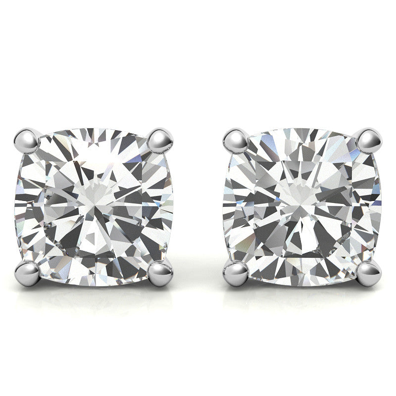 4-Prong Cushion Martini Moissanite Stud Earrings