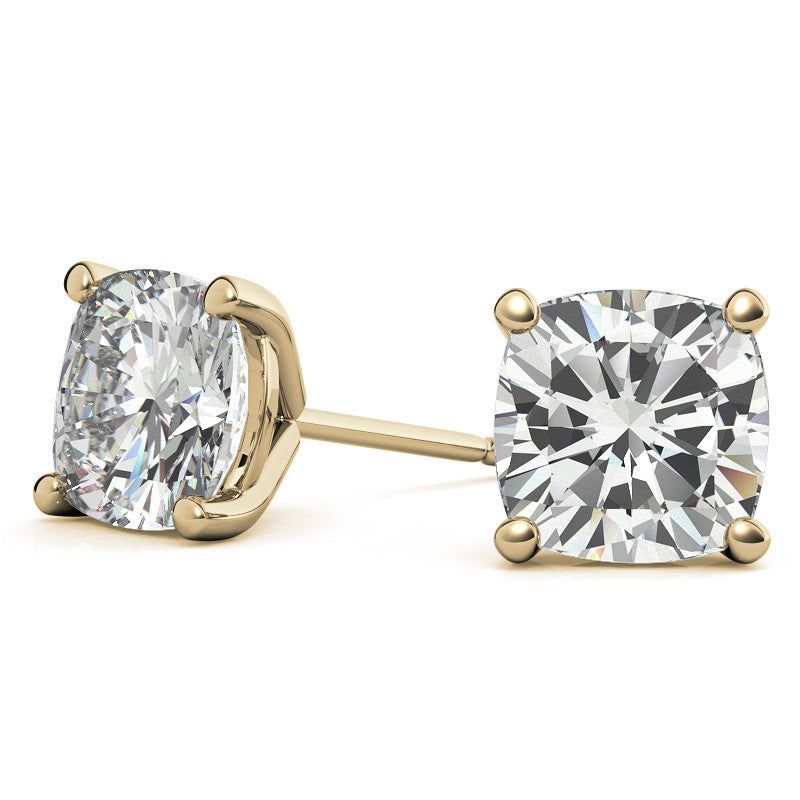 4-Prong Cushion Martini Moissanite Stud Earrings
