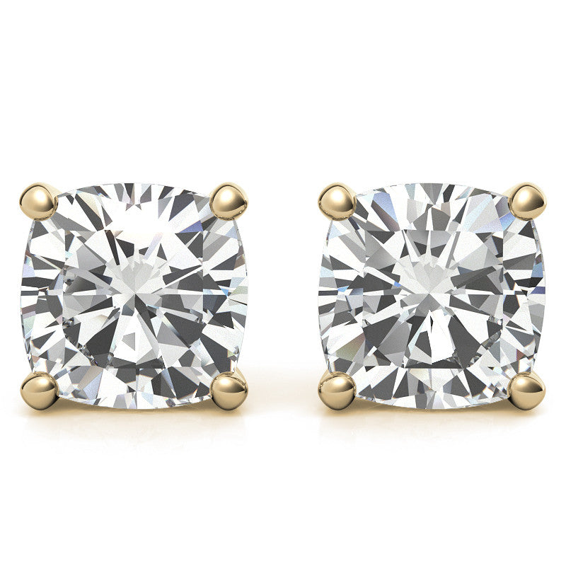 4-Prong Cushion Martini Moissanite Stud Earrings