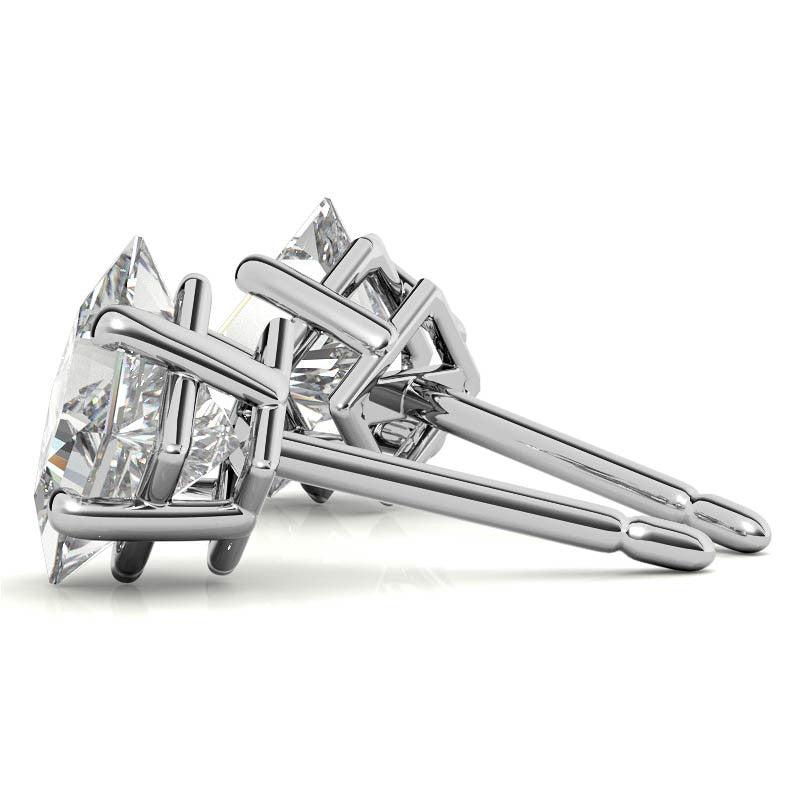 Princess Moissanite Basket "Corners Out" Stud Earrings