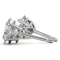Princess Moissanite Basket "Corners Out" Stud Earrings