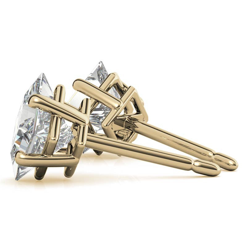 Princess Moissanite Basket "Corners Out" Stud Earrings