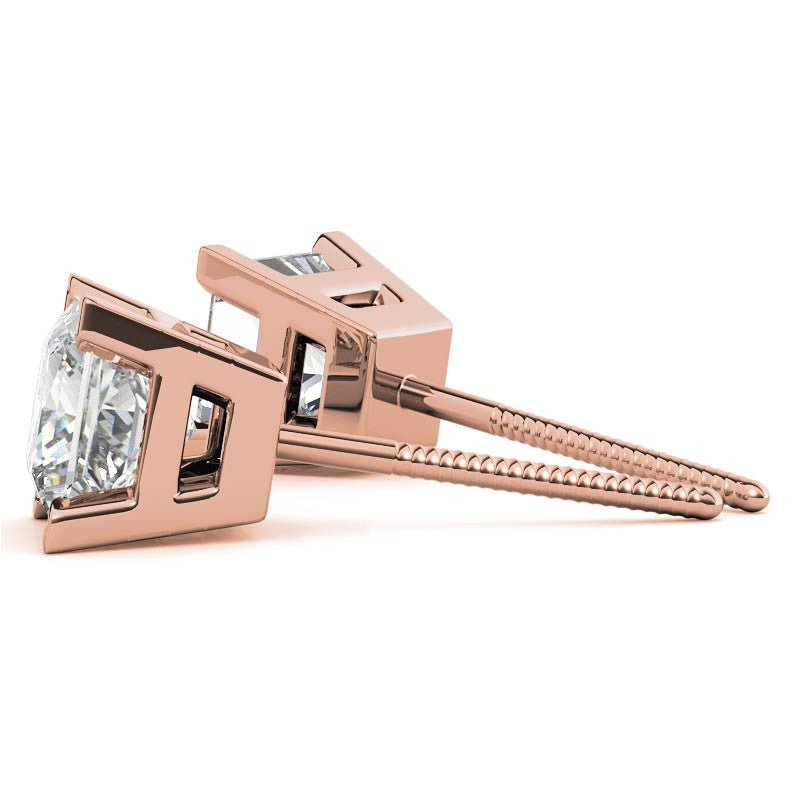 Princess Moissanite V-Prong Stud Earrings