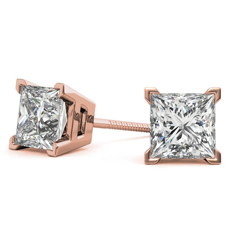 Princess Moissanite V-Prong Stud Earrings