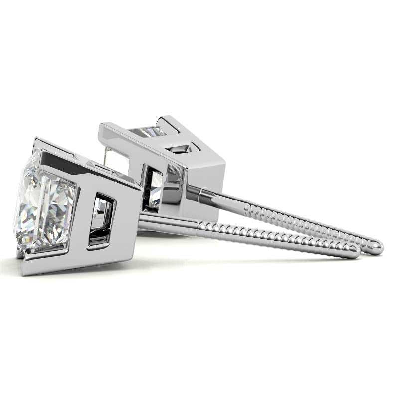 Princess Moissanite V-Prong Stud Earrings