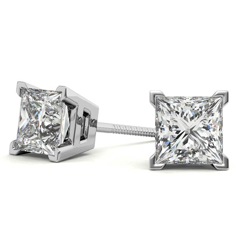 Princess Moissanite V-Prong Stud Earrings