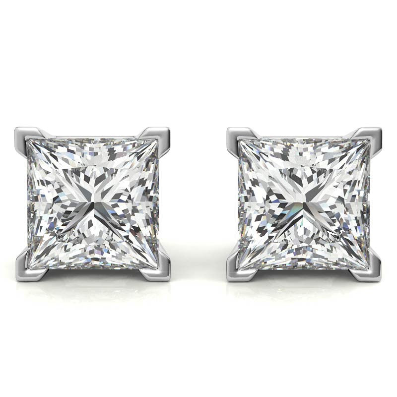 Princess Moissanite V-Prong Stud Earrings