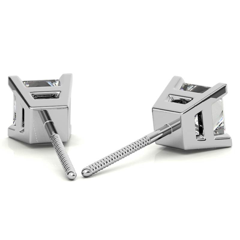 Princess Moissanite V-Prong Stud Earrings