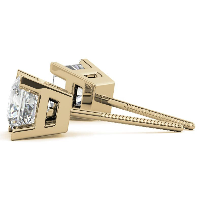 Princess Moissanite V-Prong Stud Earrings