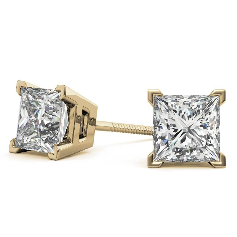 Princess Moissanite V-Prong Stud Earrings
