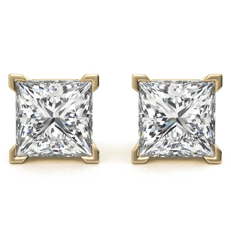 Princess Moissanite V-Prong Stud Earrings