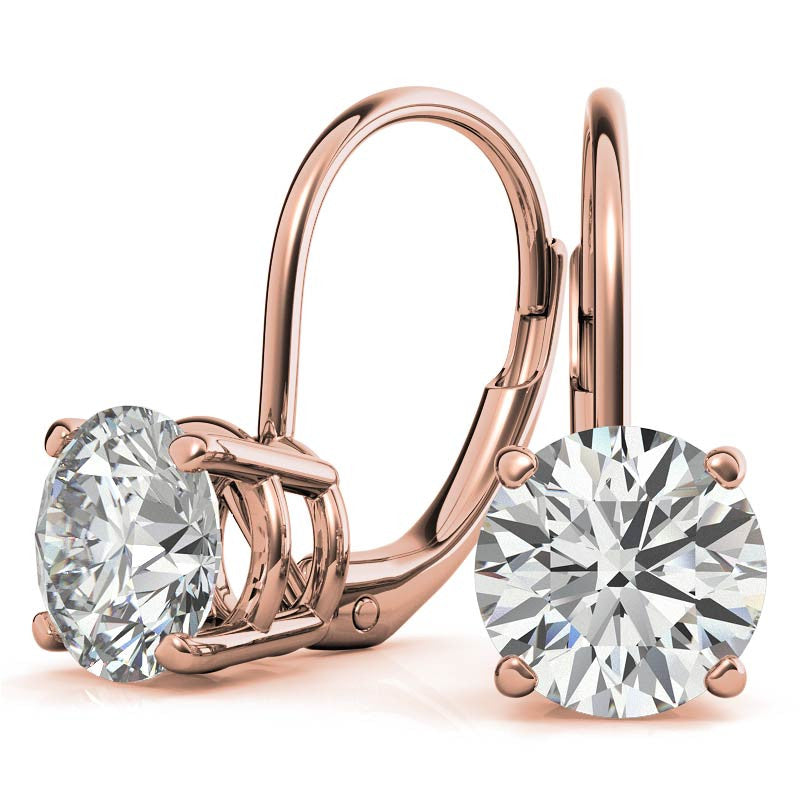 Round Moissanite Basket Leverback Earrings