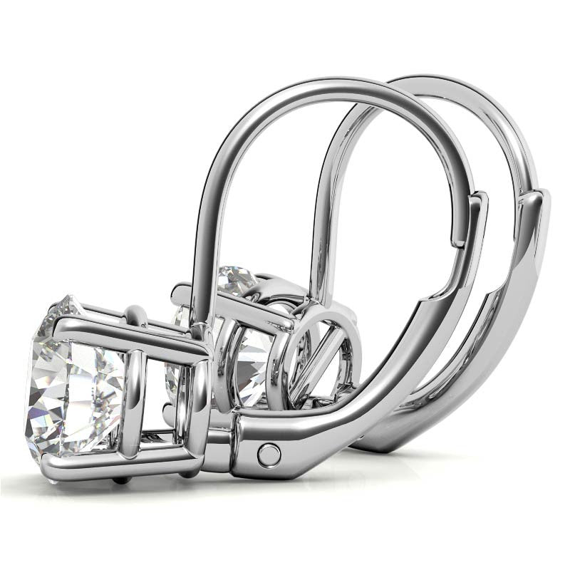 Round Moissanite Basket Leverback Earrings