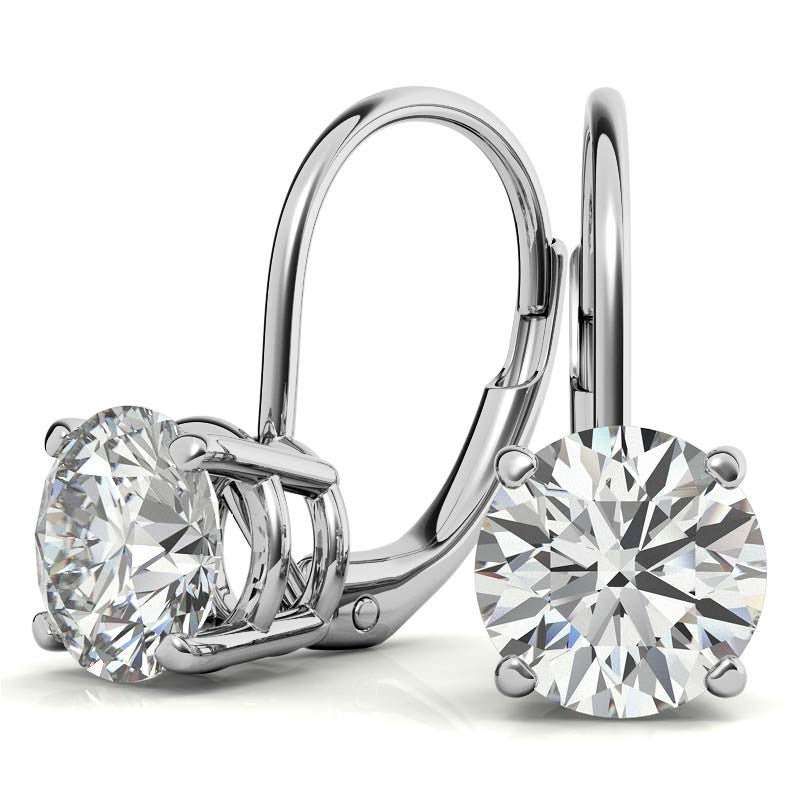 Round Moissanite Basket Leverback Earrings