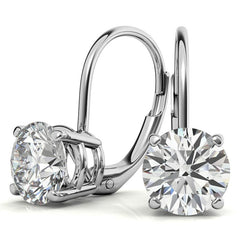 Round Moissanite Basket Leverback Earrings