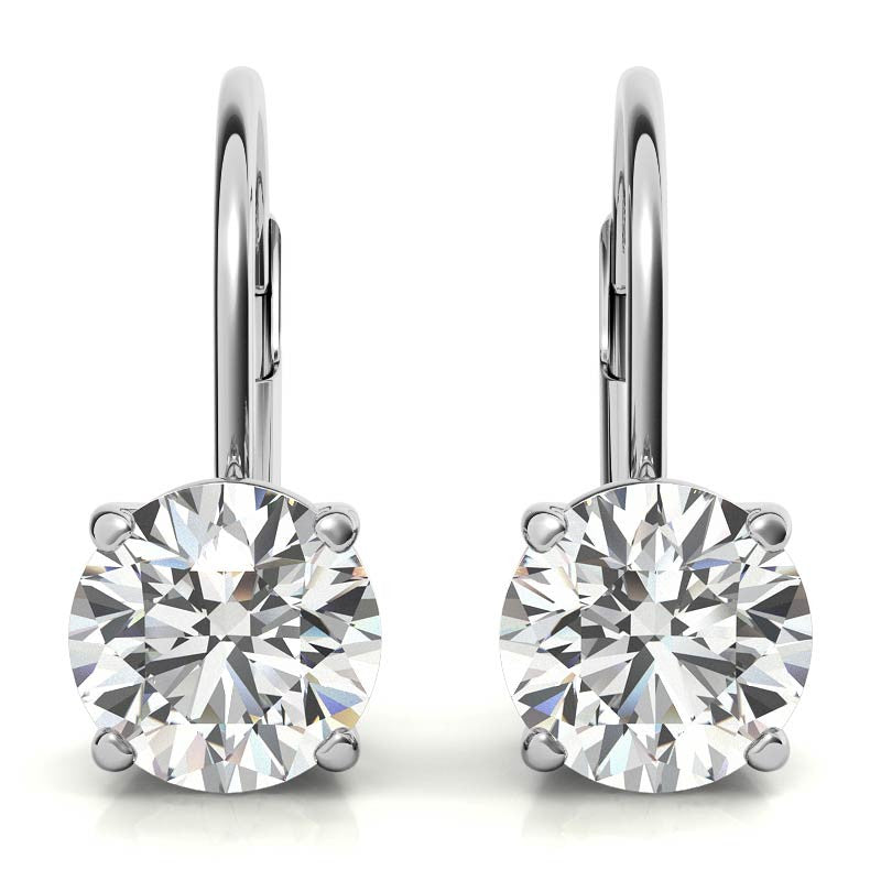 Round Moissanite Basket Leverback Earrings