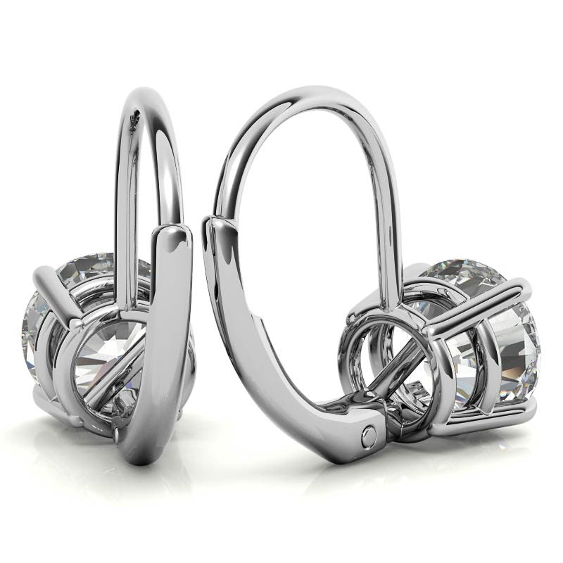 Round Moissanite Basket Leverback Earrings
