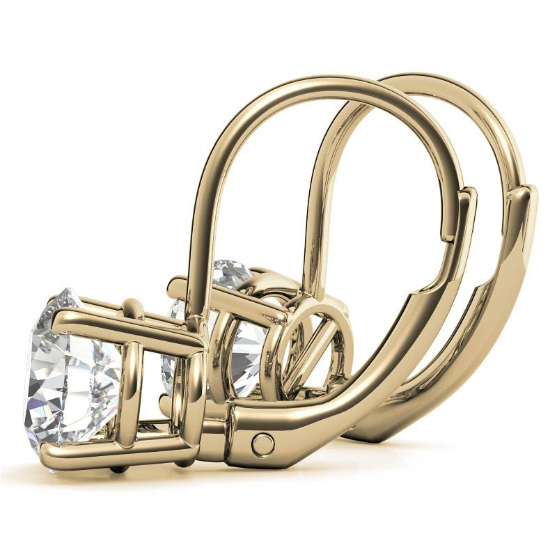 Round Moissanite Basket Leverback Earrings