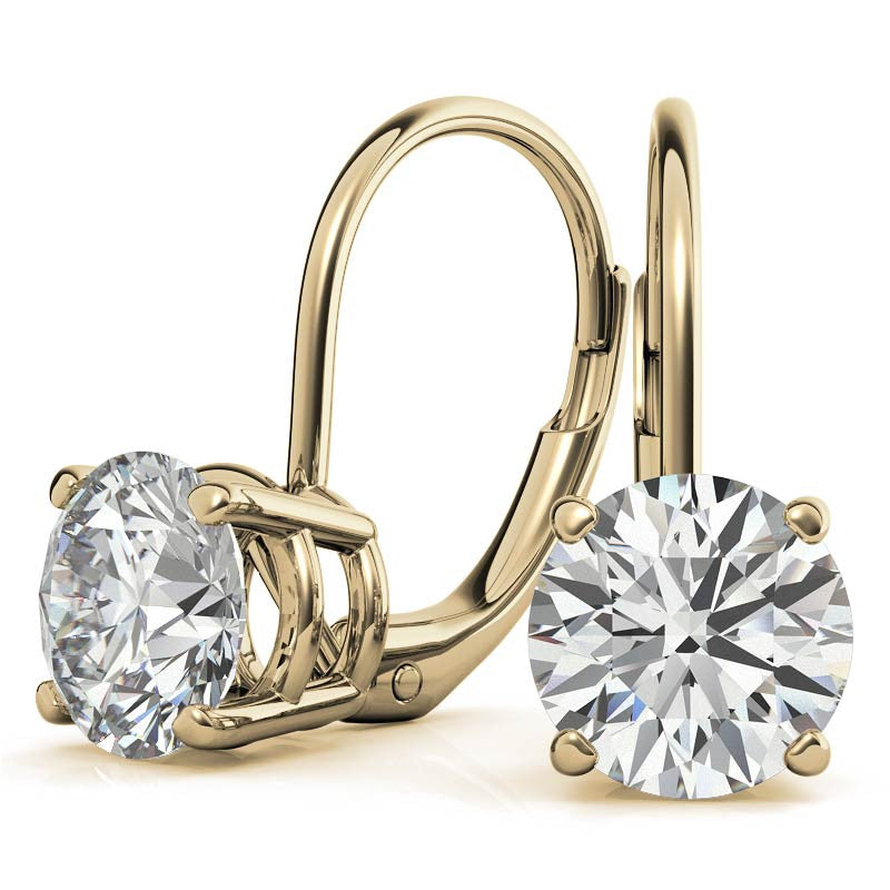 Round Moissanite Basket Leverback Earrings