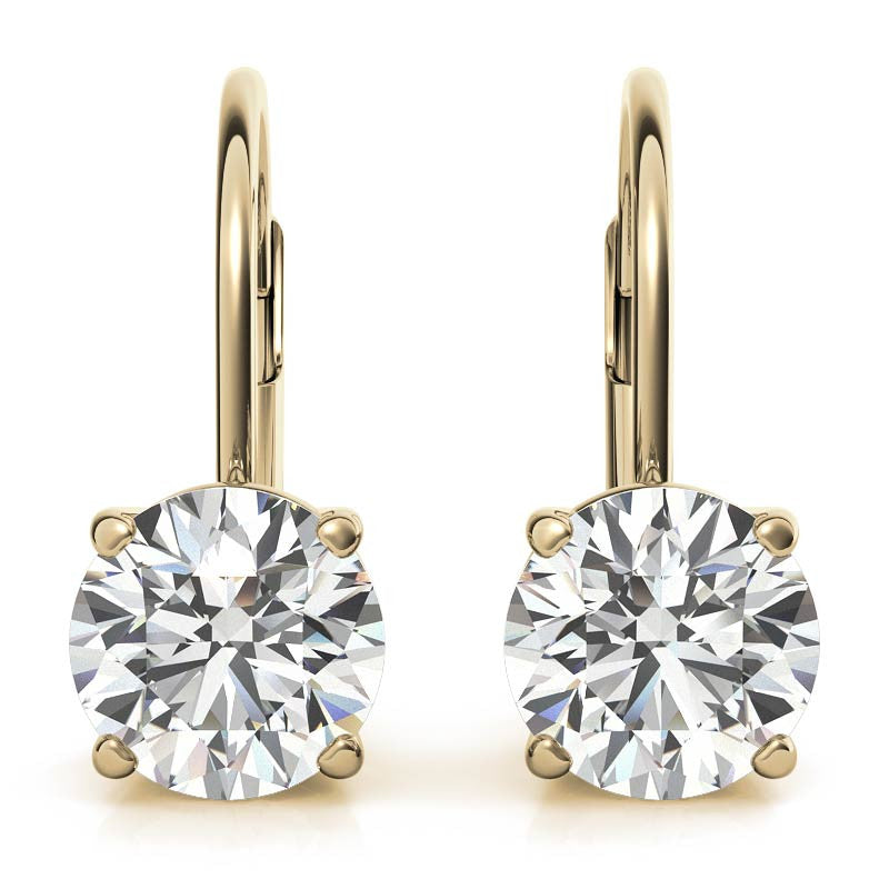 Round Moissanite Basket Leverback Earrings