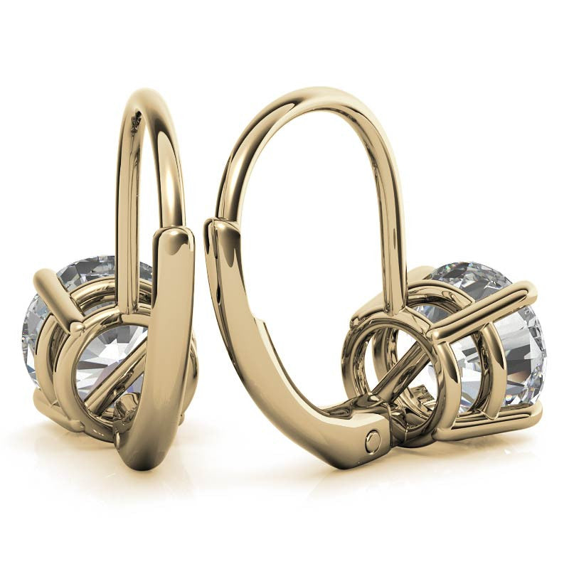 Round Moissanite Basket Leverback Earrings