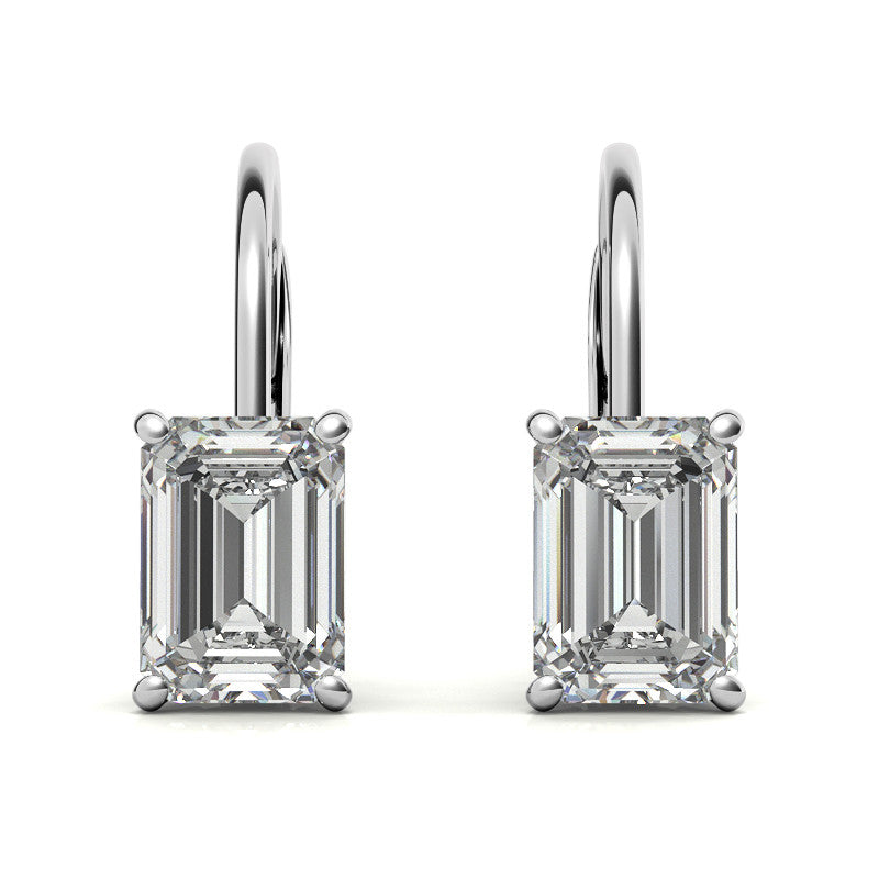 Emerald/Radiant Moissanite Basket Leverback Earrings