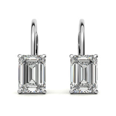 Emerald/Radiant Moissanite Basket Leverback Earrings