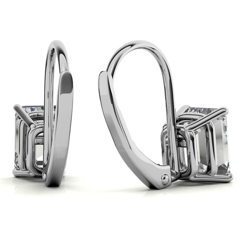 Emerald/Radiant Moissanite Basket Leverback Earrings