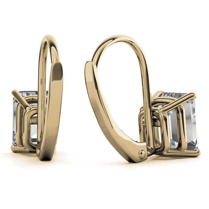Emerald/Radiant Moissanite Basket Leverback Earrings