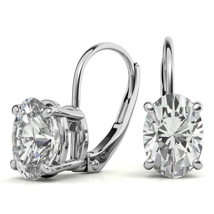 Oval Moissanite Basket Leverback Earrings
