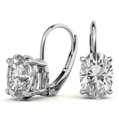 Oval Moissanite Basket Leverback Earrings