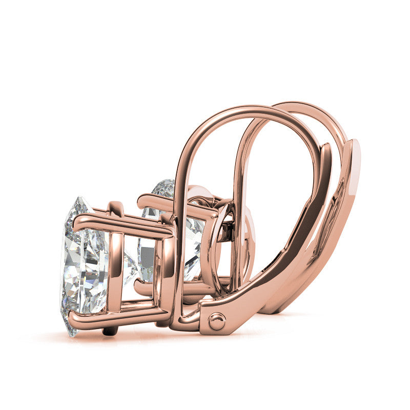 Oval Moissanite Basket Leverback Earrings