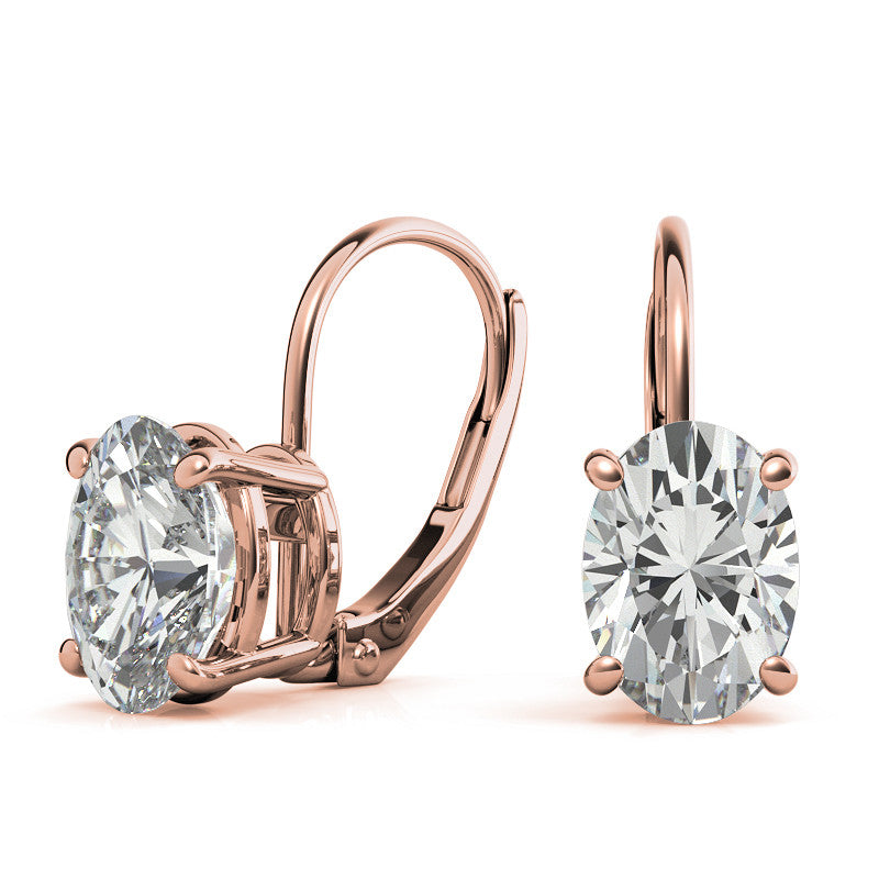 Oval Moissanite Basket Leverback Earrings