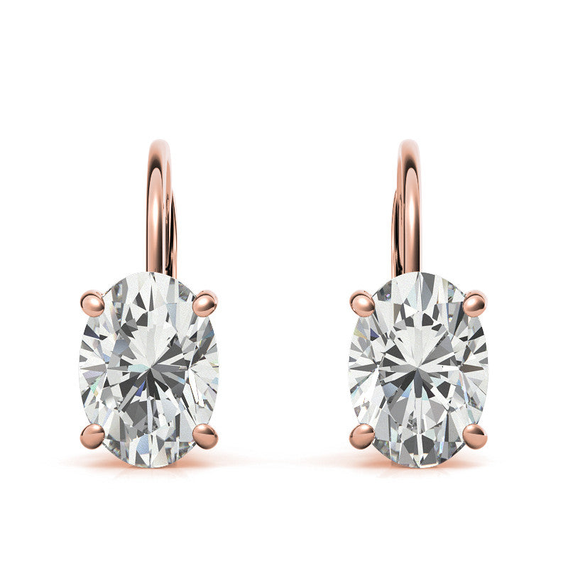 Oval Moissanite Basket Leverback Earrings
