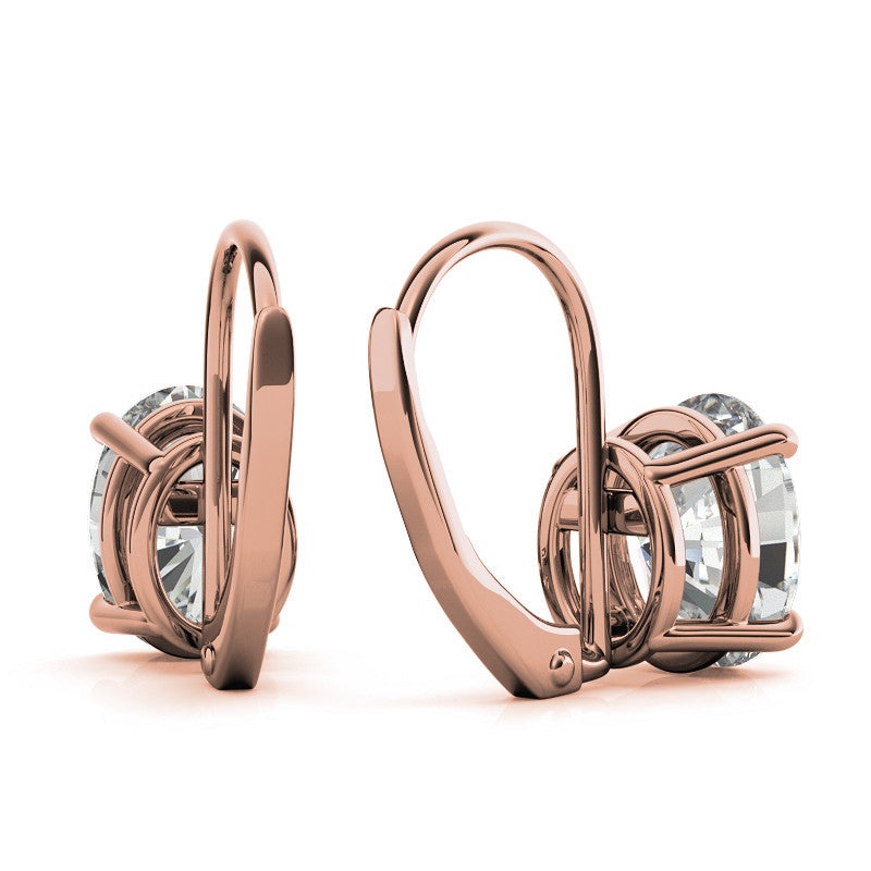 Oval Moissanite Basket Leverback Earrings