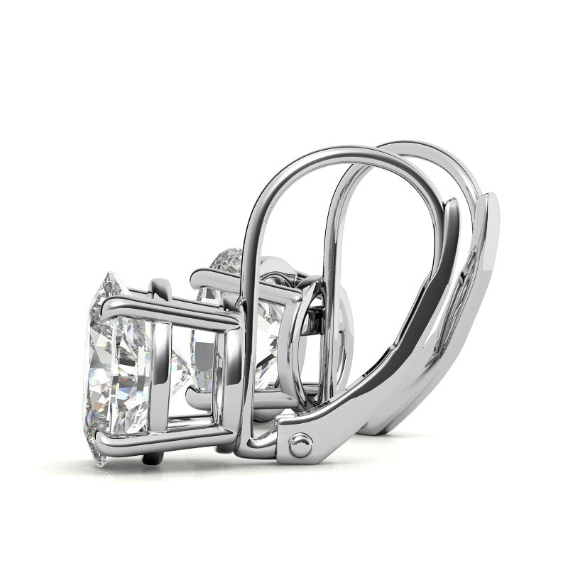 Oval Moissanite Basket Leverback Earrings