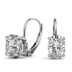 Oval Moissanite Basket Leverback Earrings