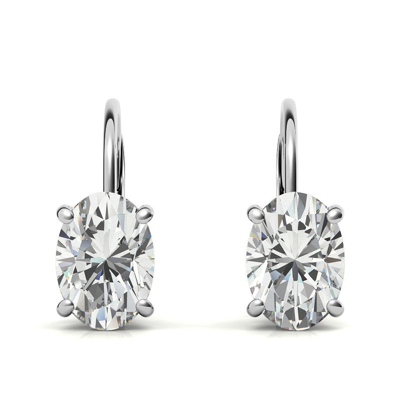 Oval Moissanite Basket Leverback Earrings