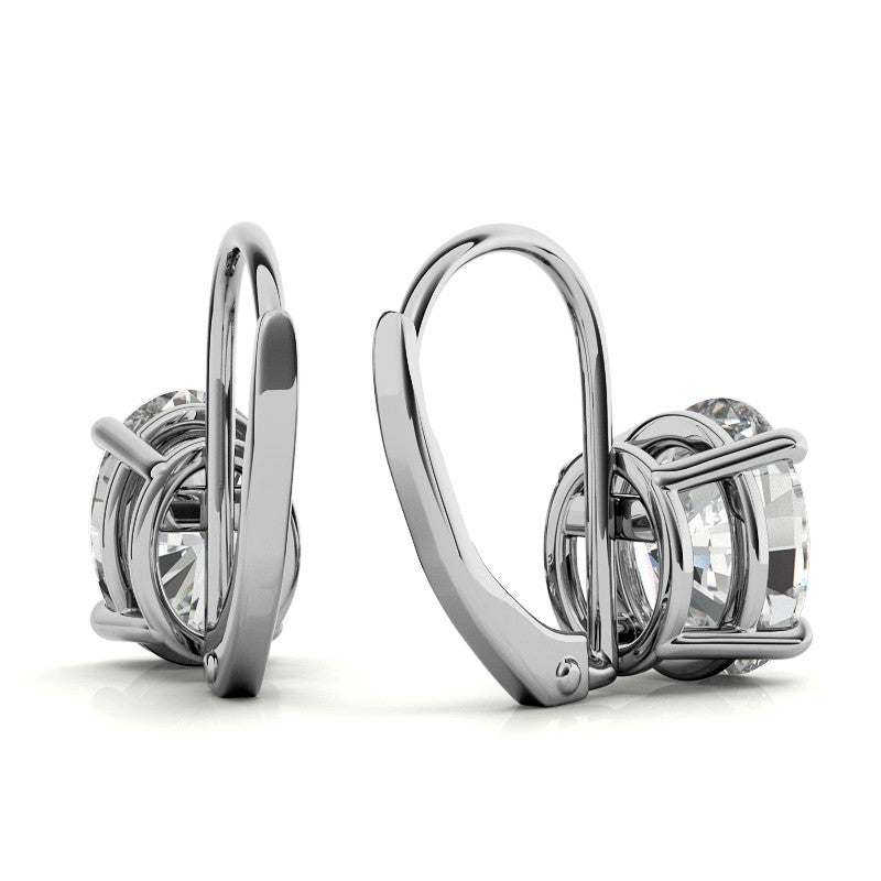 Oval Moissanite Basket Leverback Earrings
