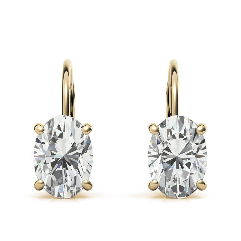 Oval Moissanite Basket Leverback Earrings