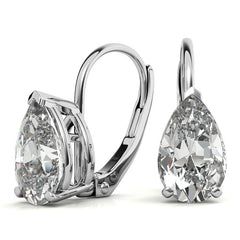 Pear Moissanite Basket Leverback Earrings