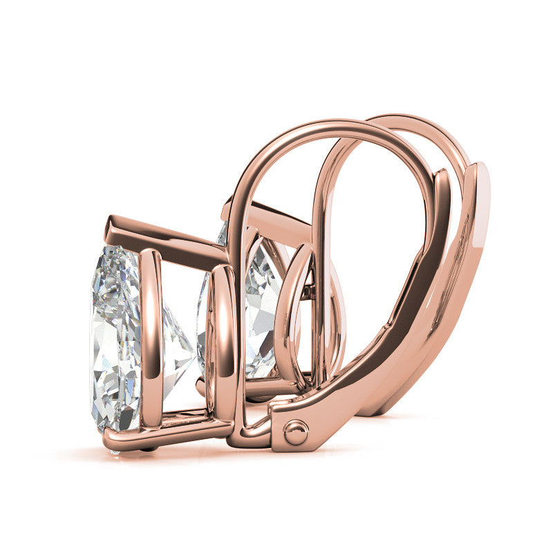 Pear Moissanite Basket Leverback Earrings
